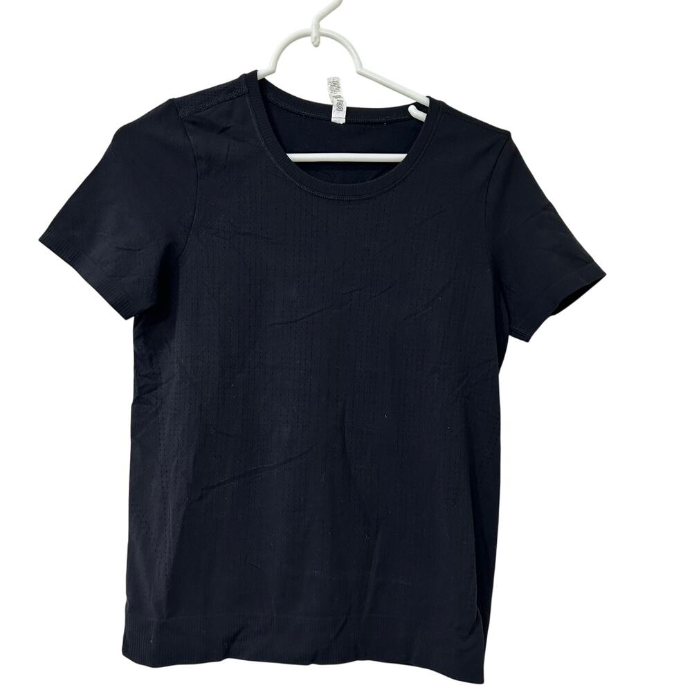 Athleta Womens Size Small Black In Motion Short Sleeve Seamless Top Athleisure